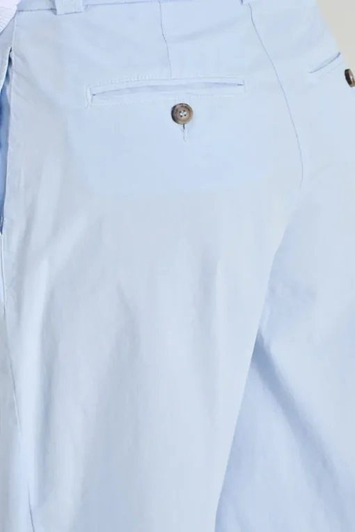 Pantaloni tela di cotone stretch azzurro
