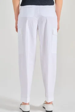 Pantaloni tela di cotone bianco