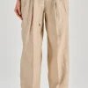 Pantaloni tela di lino effetto delavé beige