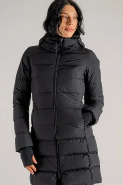Parka slim con cappuccio gore nero donna