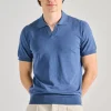 Polo buttonless ryan cotone blu