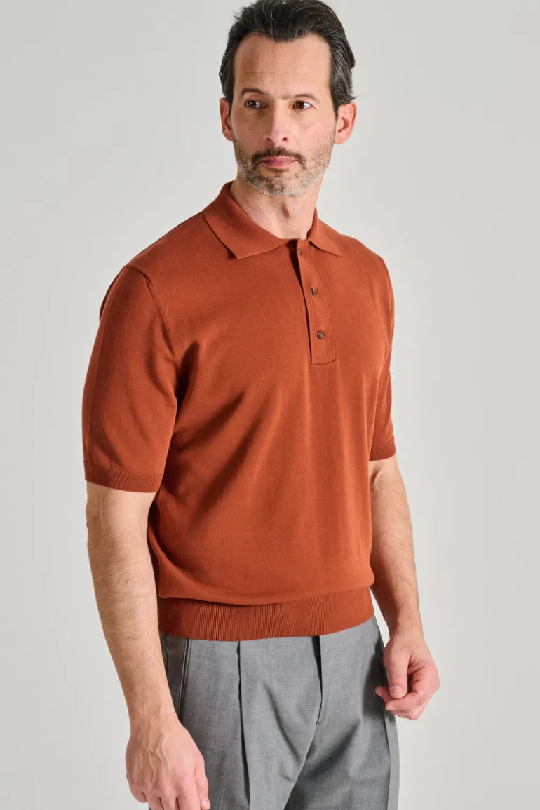 Polo manica corta cotone marrone