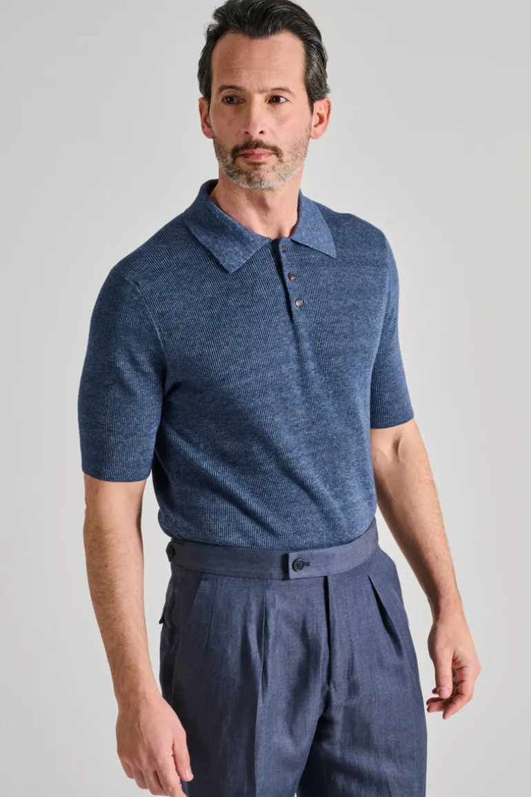 Polo manica corta cotone blu