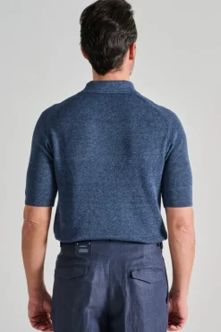 Polo manica corta cotone blu