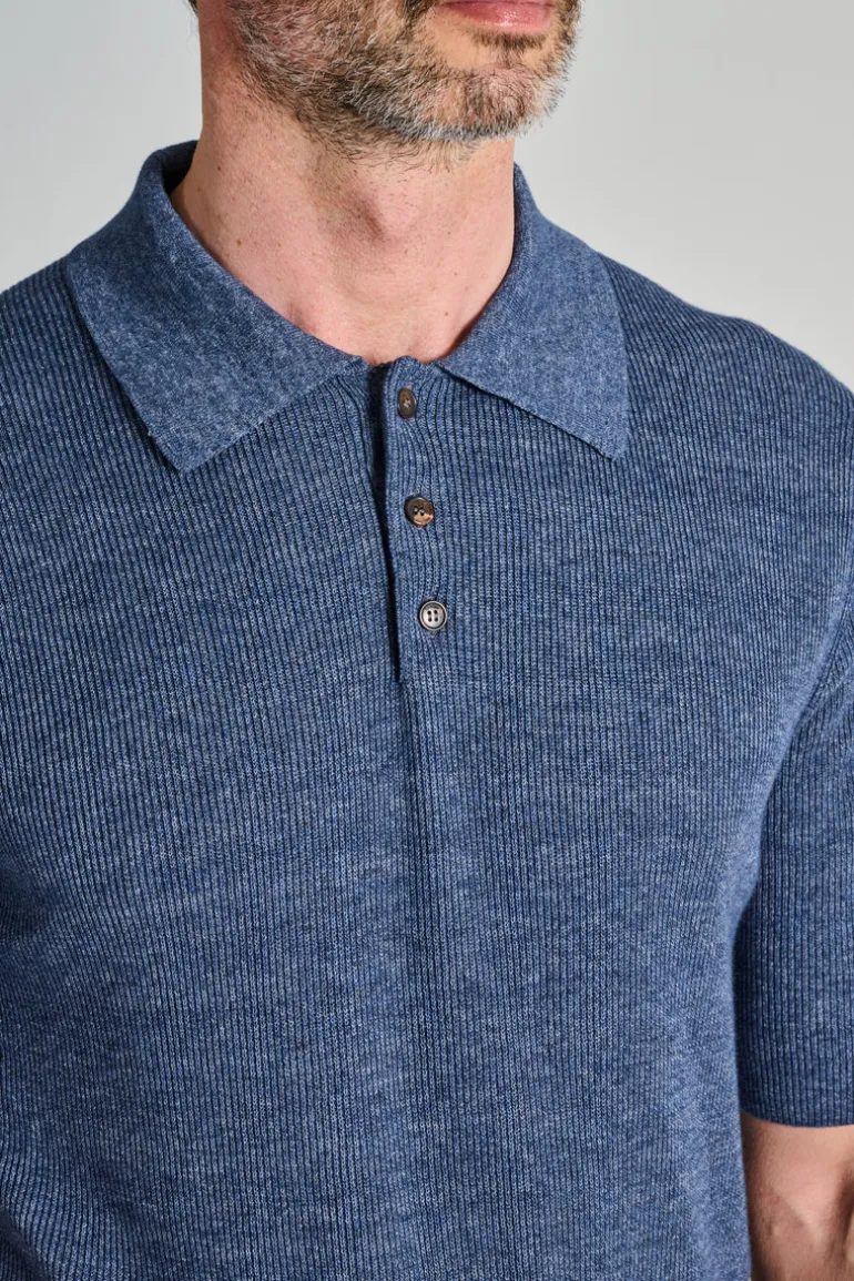 Polo manica corta cotone blu
