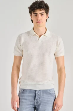 Polo nido d'ape cotone bianco