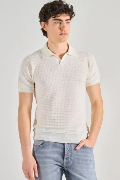 Polo nido d'ape cotone bianco