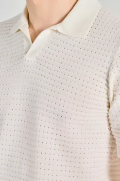 Polo nido d'ape cotone bianco