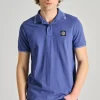 Polo pelle/tessuto blu