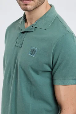 Polo slim fit verde in 100% co