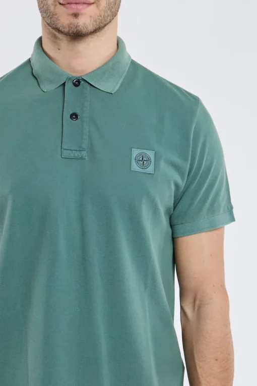Polo slim fit verde in 100% co