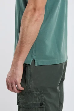 Polo slim fit verde in 100% co