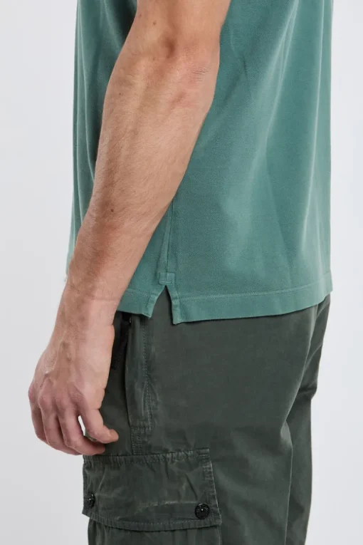 Polo slim fit verde in 100% co