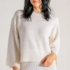 Round neck sweater bianco donna