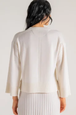 Round neck sweater bianco donna