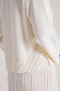 Round neck sweater bianco donna