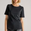 Round neck t-shirt nero donna