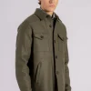 Shirt jacket 100% lana vergine verde