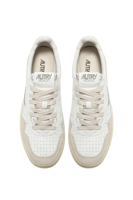 Sneakers medalist low man leat suede bianco uomo