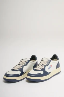 Sneakers pelle/tessuto bianco