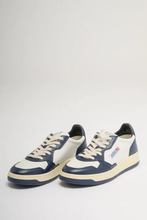 Sneakers pelle/tessuto bianco