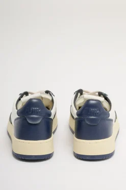 Sneakers pelle/tessuto bianco