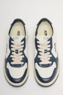 Sneakers pelle/tessuto bianco
