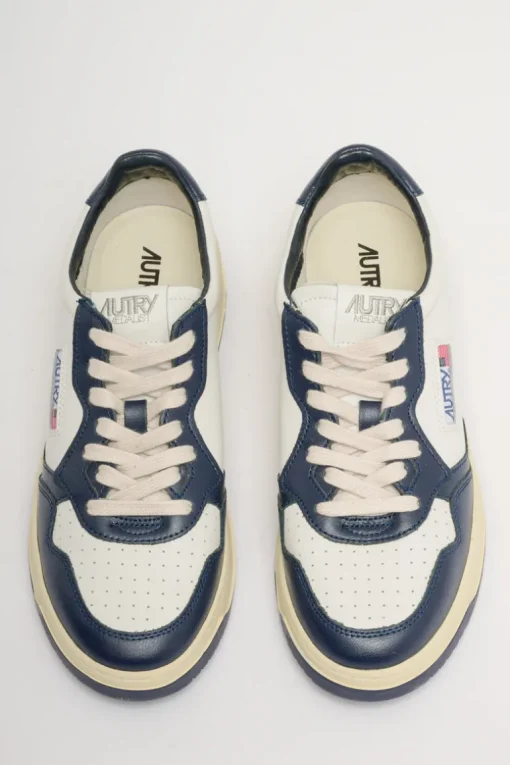 Sneakers pelle/tessuto bianco