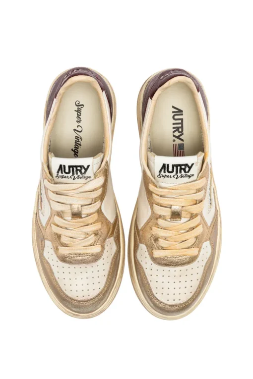 Sneakers super vintage pelle oro