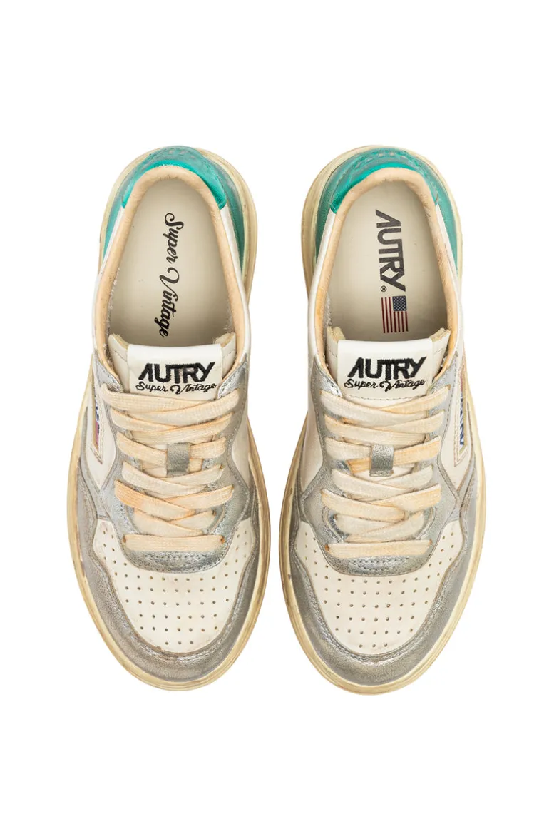 Sneakers super vintage pelle grigio