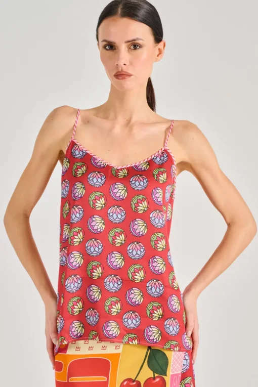 Top angelique cotone rosso