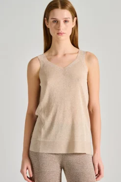 Top bicolore lunghezza beige