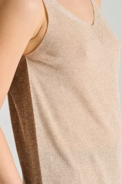 Top bicolore lunghezza beige