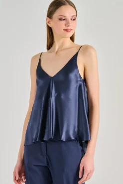 Top marina cotone blu