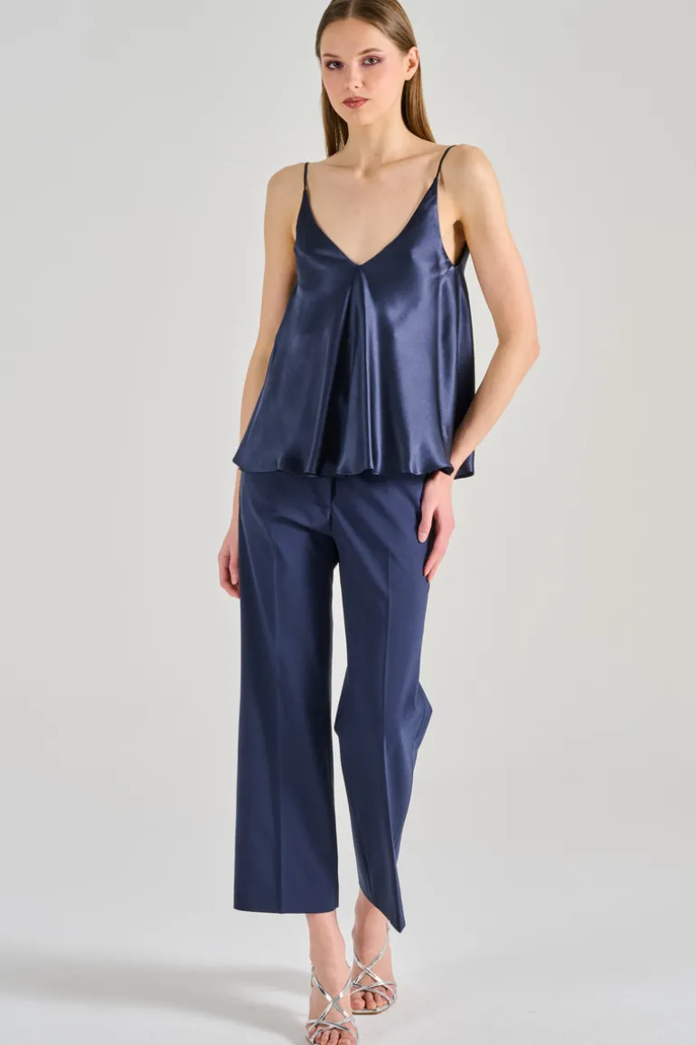 Top marina cotone blu