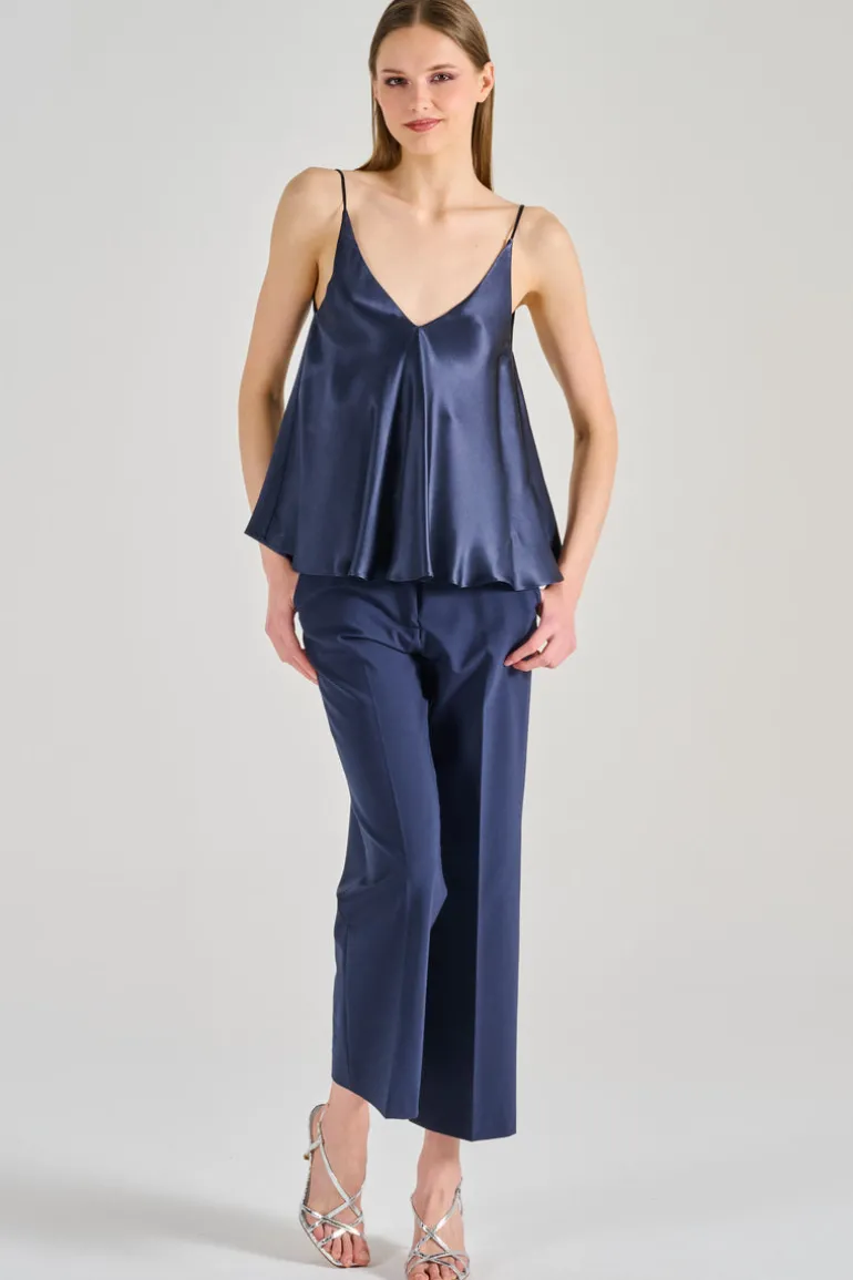 Top marina cotone blu