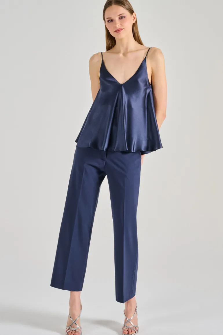 Top marina cotone blu