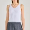 Top scollo a v cotone bianco
