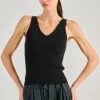 Top scollo a v cotone nero
