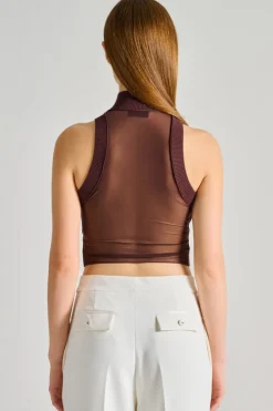Top tricot marrone