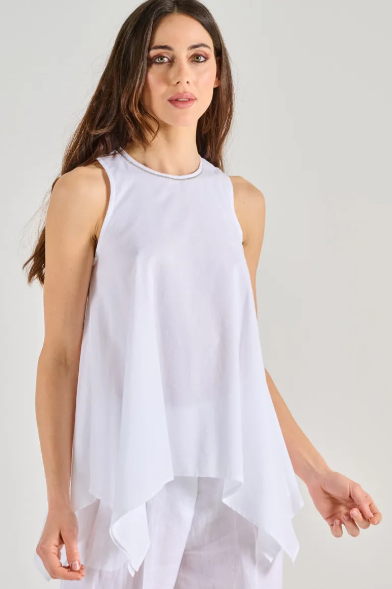 Top voile puro cotone bianco