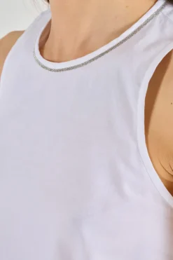 Top voile puro cotone bianco