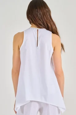 Top voile puro cotone bianco