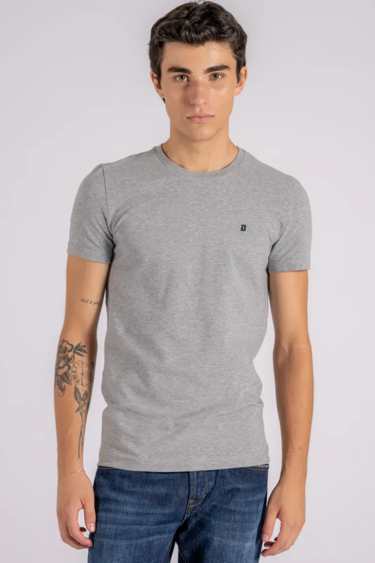 T-shirt grigio in cotone/elastam