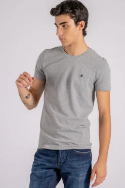 T-shirt grigio in cotone/elastam