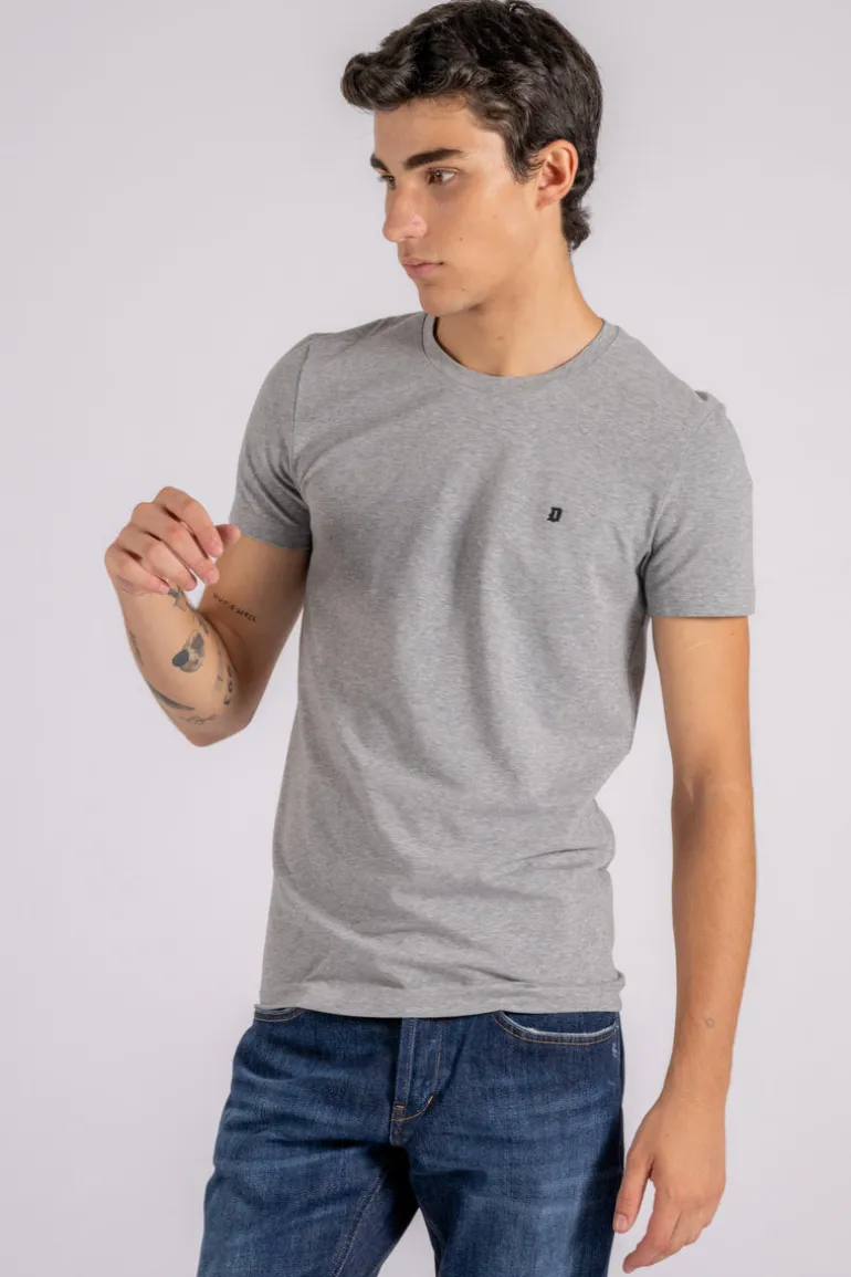 T-shirt grigio in cotone/elastam