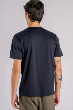 T-shirt logo patch cotone blu