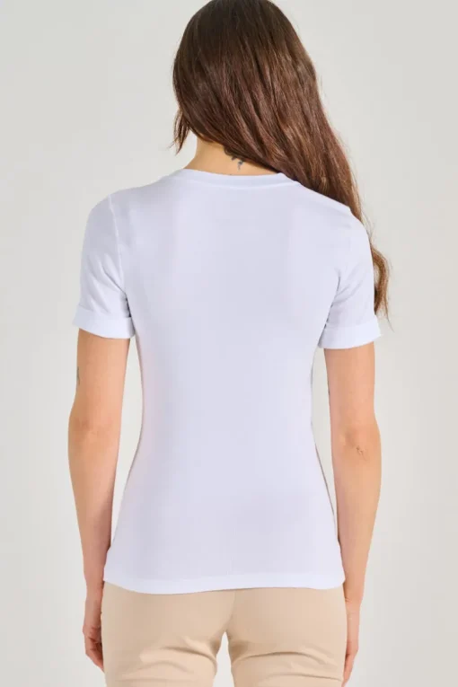T-shirt microcostina jersey stretch bianco