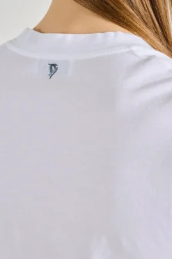 T-shirt scollo a v cotone bianco