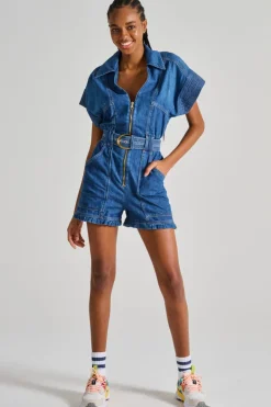 Tuta denim blu